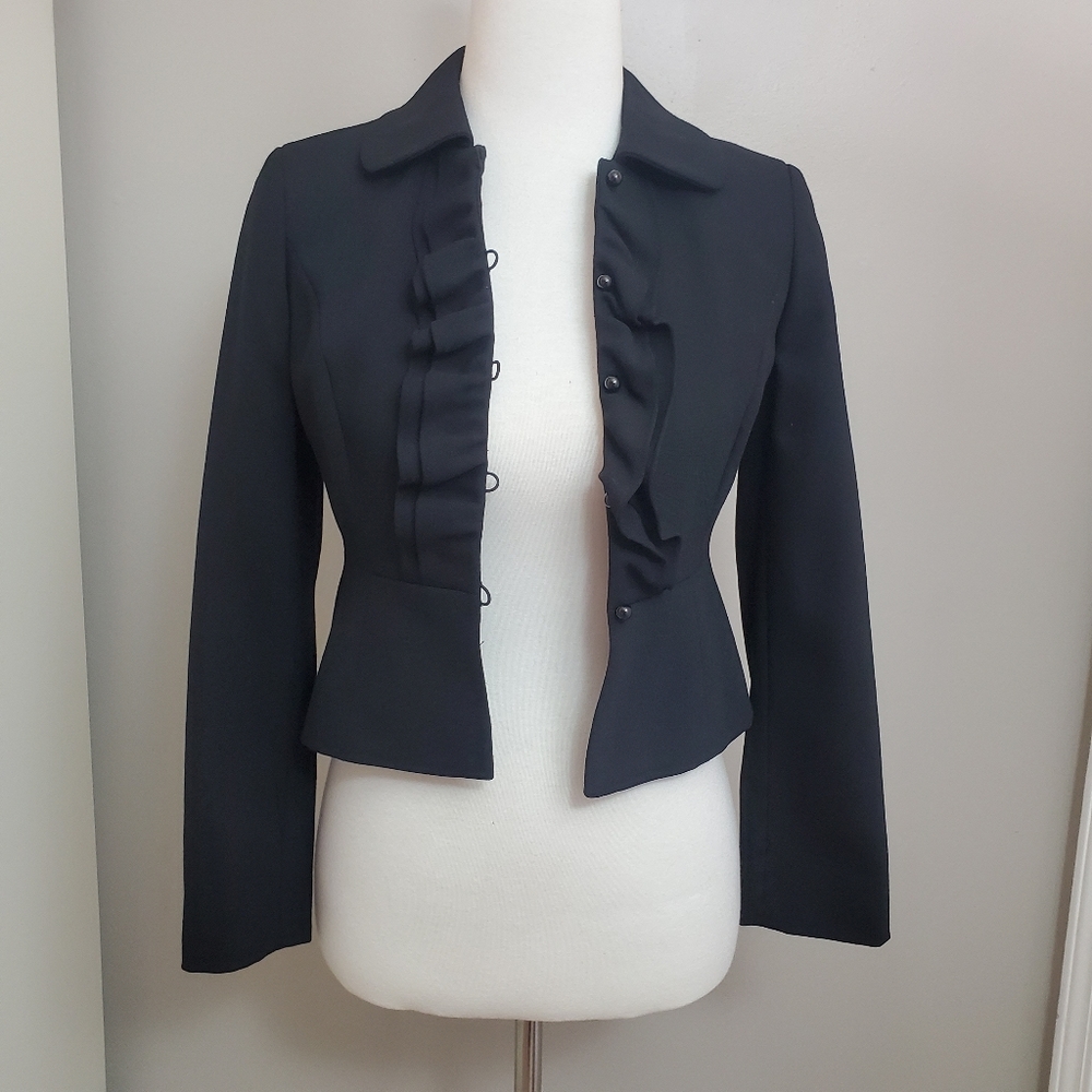 ❣HP❣ Loft Ruffle Front Cropped Peplum Jacket - Picture 5 of 10